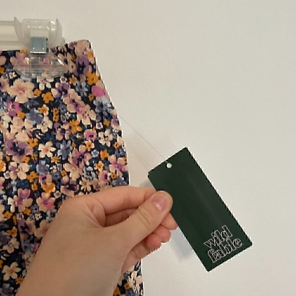 NEW NWT WILD FABLE High Rise Side Slit Mini Skirt Navy Blue Purple Floral Y2K 8 - Picture 8 of 13